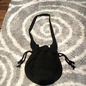 The Sak black crochet knit shoulder bag